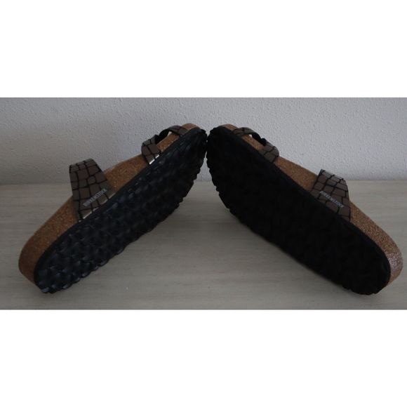 Birkenstock Women Sz 41 US 10-10.5 Gator Gleam Black Single Toe Loop Sandals - Picture 5 of 12